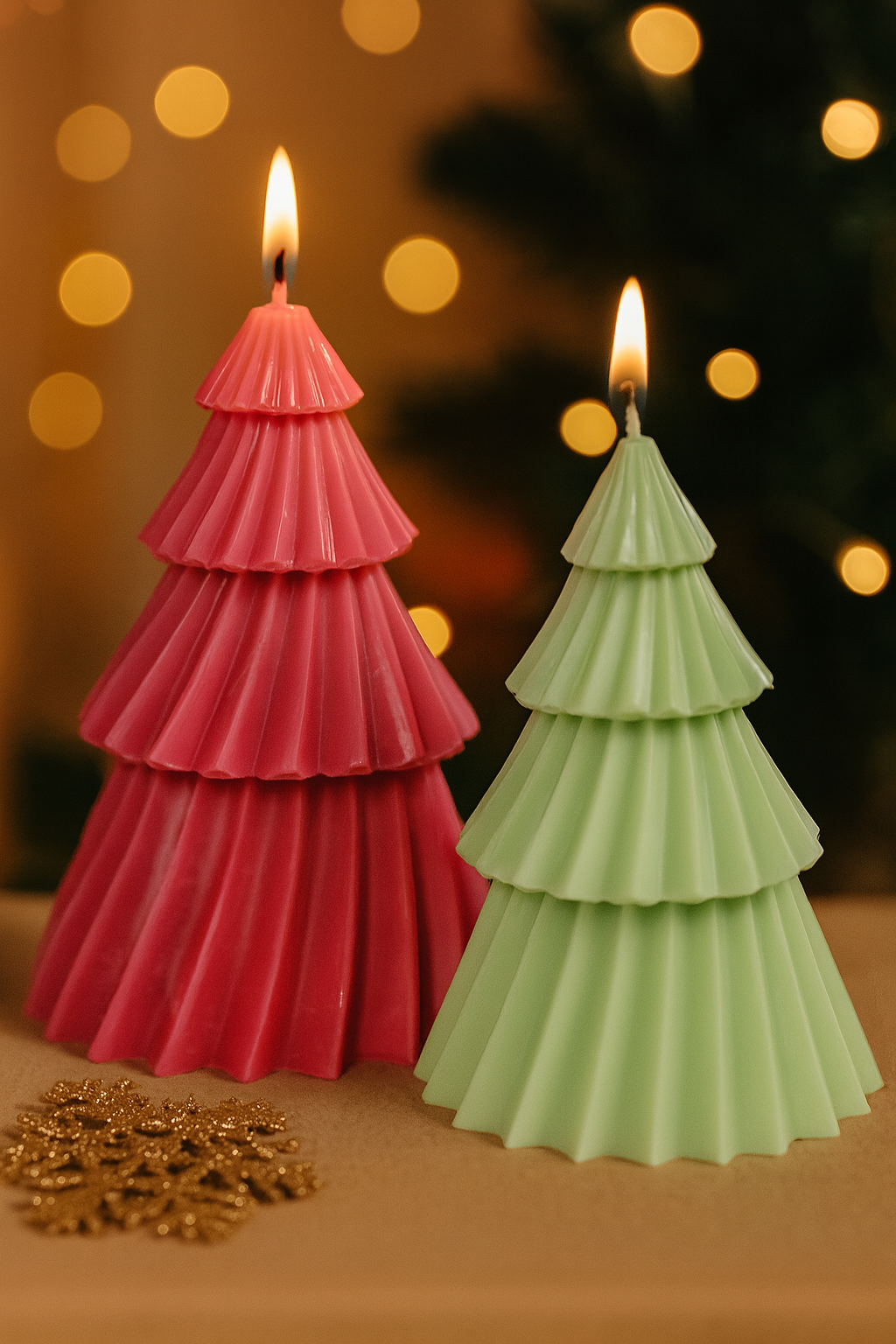Vela Árbol de Navidad Artesanal • Decoración Festiva (pack de 2)
