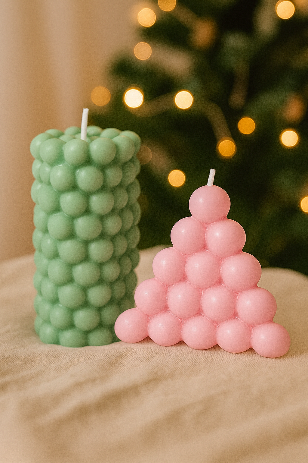 Vela esférica artesanal decorativa(pack de 2)